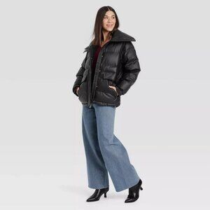 Women's Mid Length Puffer Jacket - Universal Thread Black XL